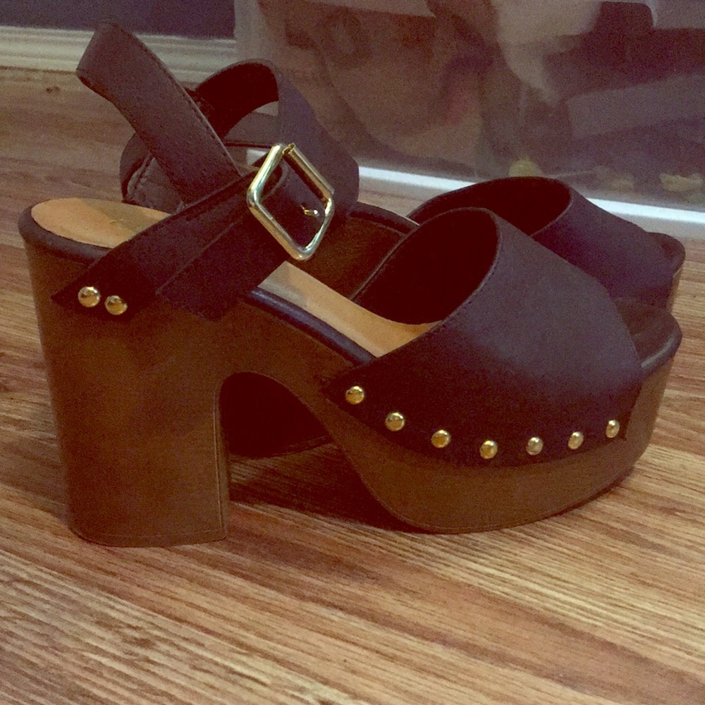 Dolls Kill Black Platform Studded Sandals 8.5